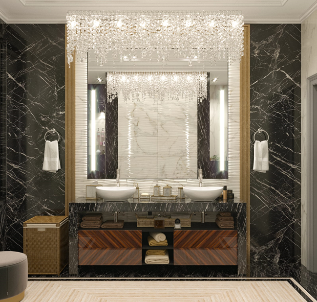 Тумба в ванную шпон Эбен красный глянец